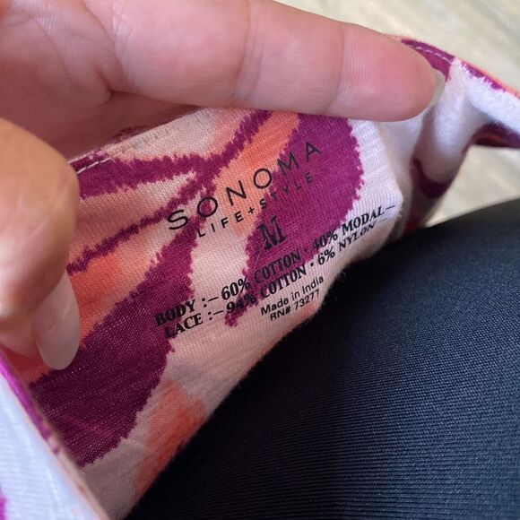 Sonoma Pink Floral Tank Crocheted Top Size Medium 0426 - Picture 6 of 6